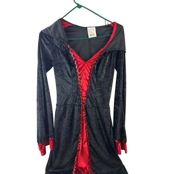 Sorceress black red sequins witch Halloween dress os - Picture 1 of 6